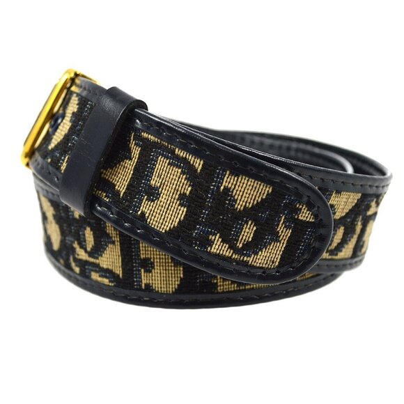 Christian Dior Navy Brown Trotter Belt Small Good #65 KK91688 main image 7